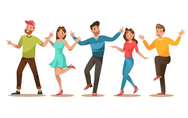 Щасливий Дизайн Персонажів Підлітків Підлітки Танцюють Вектор Ні2 — стоковий вектор