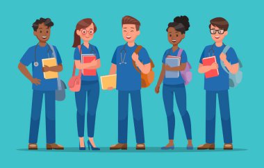 3 numaralı öğrenci karakter vektör tasarımı