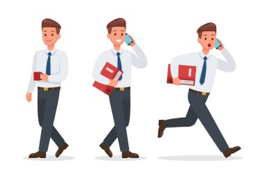 Ofis karakter vektör tasarımında çalışan işadamı. No.3