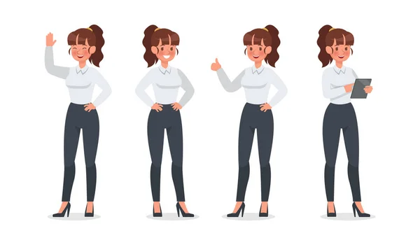 Business Woman Working Office Character Vector Design — стоковый вектор