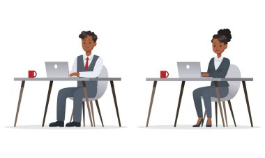 Ofis karakter vektör tasarımında çalışan iş adamları. 18 numara.