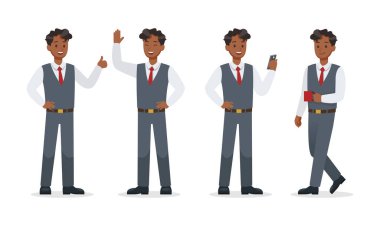 Ofis karakter vektör tasarımında çalışan işadamı. No.9