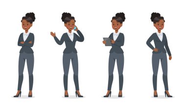 8 numaralı ofis karakter vektör tasarımında çalışan iş kadını.