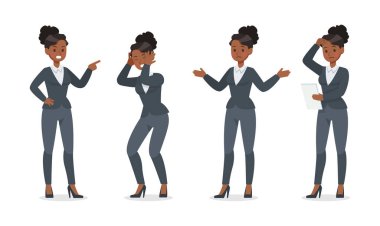 10 numaralı ofis karakter vektör tasarımında çalışan iş kadını.