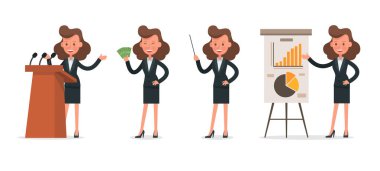 İş kadını karakter vektör dizaynı. 9 numara.