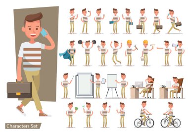 Ofis çalışanı karakter vektör dizaynı. 18 numara.