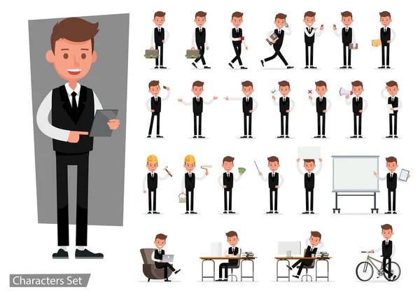 Set Businessman Character Vector Design No32 — Stock Vector