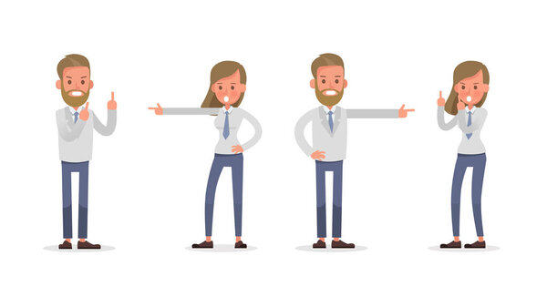 Set of Businessman and Businesswoman character vector design. Presentation in various action with emotions and working. no13