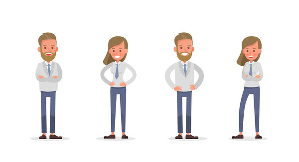 Set of Businessman and Businesswoman character vector design. Presentation in various action with emotions and working. no14