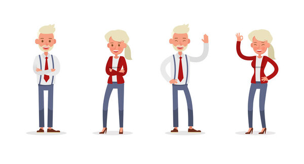 Set of Businessman and Businesswoman character vector design. Presentation in various action with emotions and working. no76