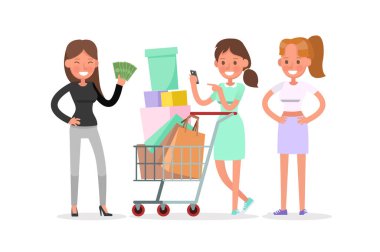 Kadın karakter vektör tasarımı alışverişi. 6 numara.