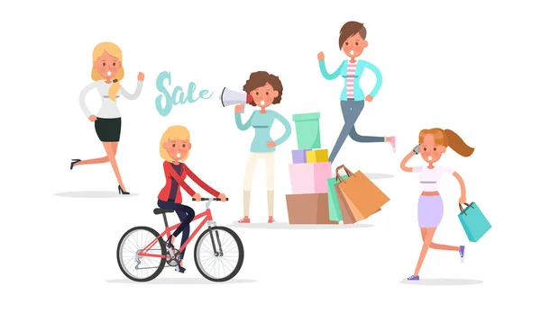 Compras Mujeres Personajes Diseño Vectores No12 — Vector de stock