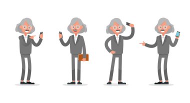 İş adamı farklı jestler yapıyor. Karakter vektör tasarımı. 11 numara.
