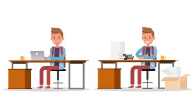 Ofis çalışanı karakter vektör tasarımı. 35 numara.