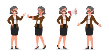 4 numaralı ofis karakter vektör tasarımında çalışan iş kadını grubu.