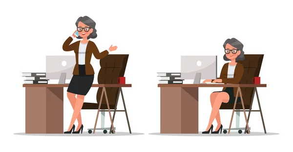 Σύνολο Των Γυναικών Των Επιχειρήσεων Που Εργάζονται Στο Γραφείο Χαρακτήρα — Διανυσματικό Αρχείο