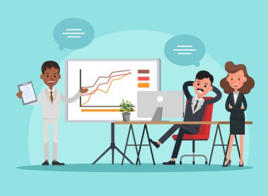 5 numaralı ofis vektörü karakter tasarımında çalışan iş adamları