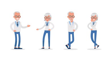 İş adamları çalışıyor ve farklı pozlar veriyor. 11 numaralı eylem karakteri tasarımı