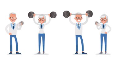 İş adamları çalışıyor ve farklı pozlar veriyor. 15 numaralı eylem karakteri tasarımı