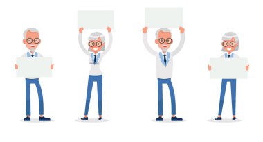 İş adamları çalışıyor ve farklı pozlar veriyor. Eylem karakteri tasarımı no 16