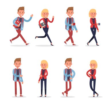 Ofisteki insanlar çalışıyor ve 19 numaralı aksiyon karakteri tasarımı pozu veriyorlar