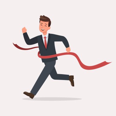 İş adamı bitiş çizgisi karakter vektör tasarımına koşar