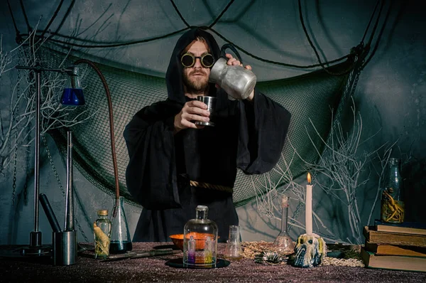Alchemist Creates Elixir Eternal Youth Scientist Inventor Steampunk Works His — Stock Photo, Image