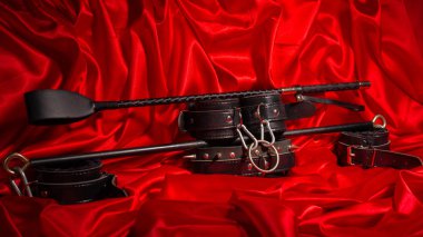 BDSM kıyafet kadar kapatın. Esaret, garip yetişkin seksi oyunlar, ilginçlik ve Bdsm yaşam tarzı kavramı.