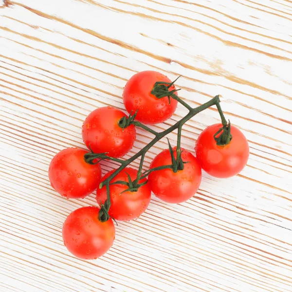 Спелые помидоры черри на веточке на белом фоновом фоне — стоковое фото
