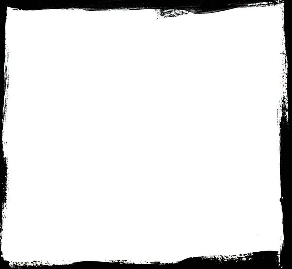Černý malovaný rámeček na bílém papíře — Stock fotografie