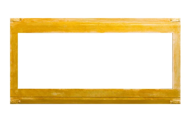 Panoramiczna złota ramka do obrazów, luster lub zdjęć odizolowanych na białym tle — Zdjęcie stockowe