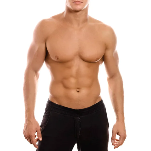 Joven sexy muscular macho hombre posando con torso desnudo — Foto de Stock