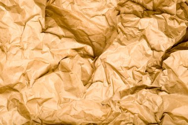 Buruşuk Kraft Kağıt Doku. Doğal Kahverengi Vintage Arka Plan