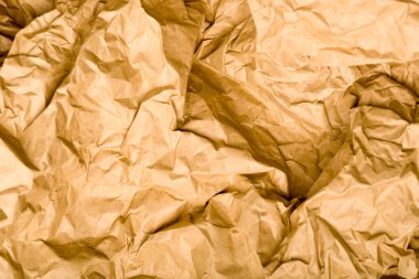 Buruşuk Kraft Kağıt Doku. Doğal Kahverengi Vintage Arka Plan