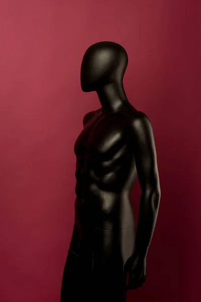 Gloss black color mannequin male on ruby background - image