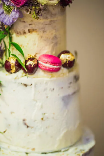Close Piece Wedding Beautiful Cake — Stock Photo, Image
