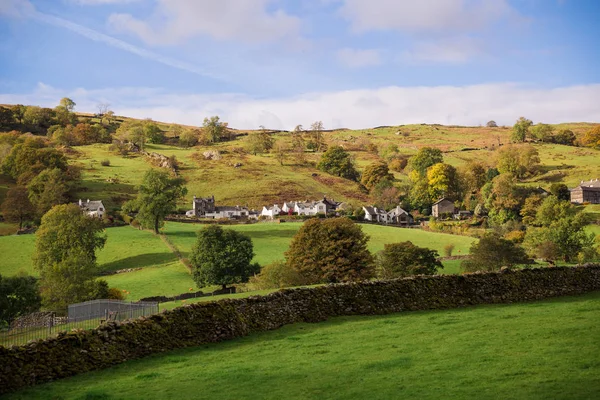 Fine view of the houses on the hill and lawn