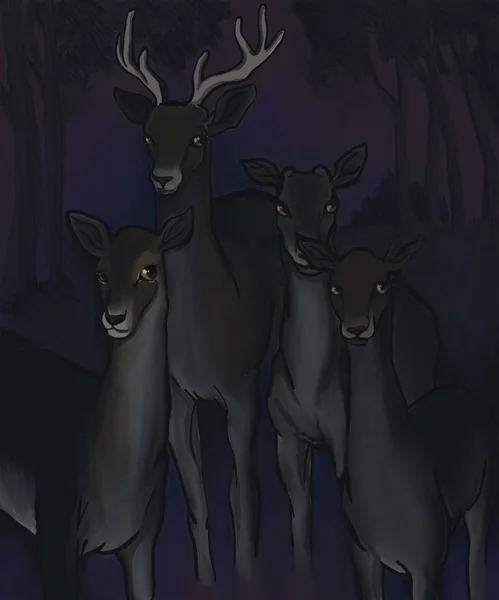 鹿の家族の肖像画鹿の家族の肖像画 — ストック写真