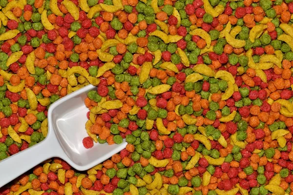 Close Uma Marca Popular Frutas Coloridas Para Papagaios Estimação Completo — Fotografia de Stock