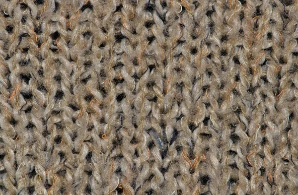 Close Swatch Coarse Woolen Knit Texture Tan Colored Cardigan — Stock Photo, Image