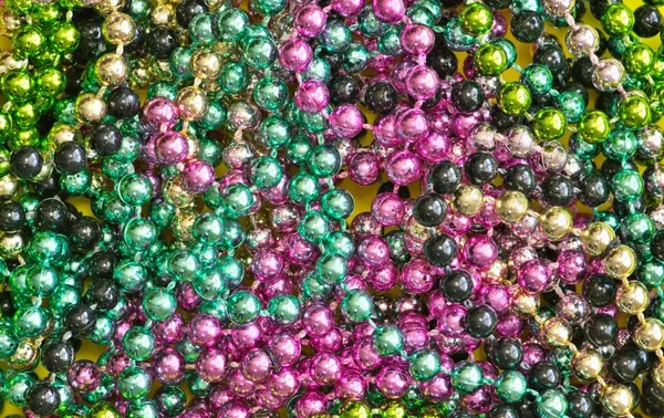 Different Color Mardi Gras Beads Scattered Top Each Other Giving — Stock Photo, Image