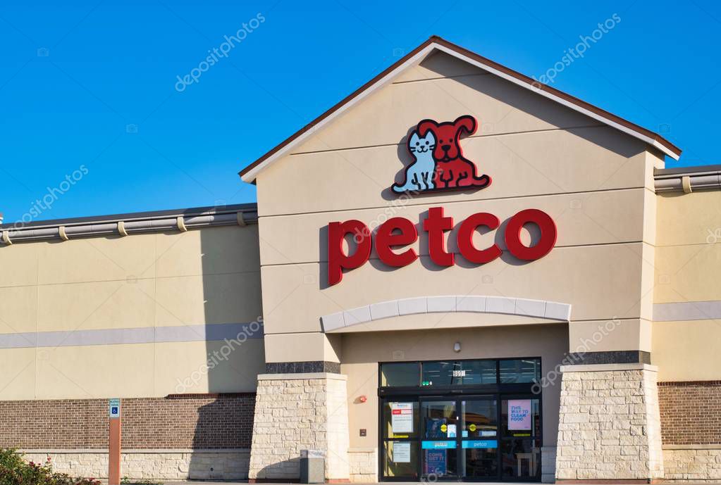 Houston, Texas/USA 10/18/2019: Petco Animal Supplies store in Houston, TX. Established in 1965 they are one of the largest pet supply stores in the US with over 1500 locations in the US and Mexico.