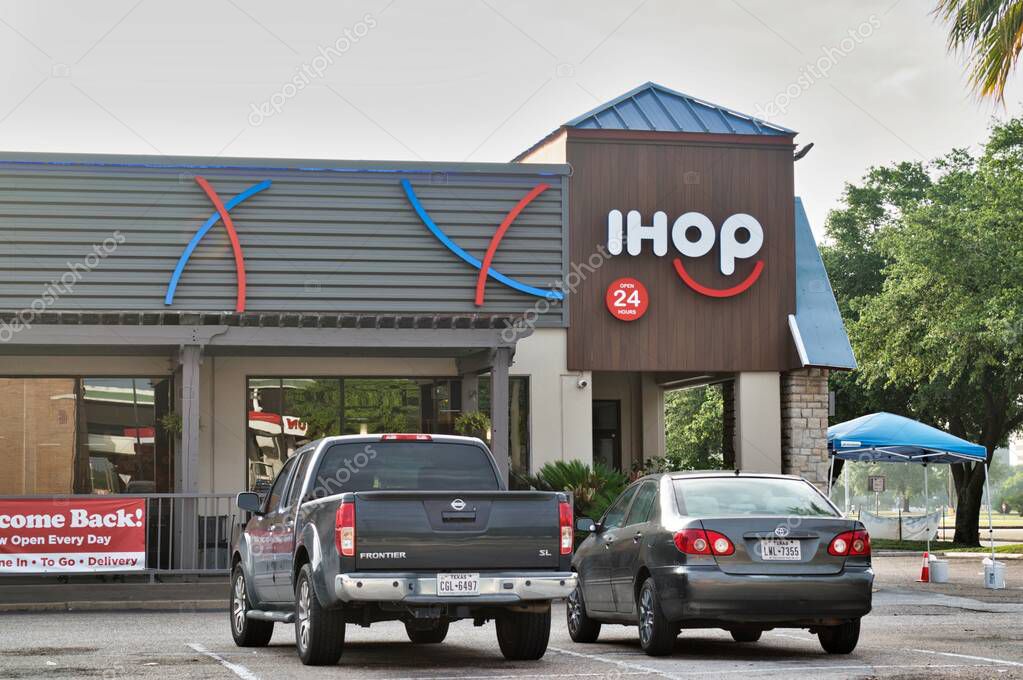 Houston, Texas/USA 05/21/2020: iHOP International House of Pancakes restaurant exterior in Houston, TX. One of many locations in the USA. Multinational pancake house founded in 1958.