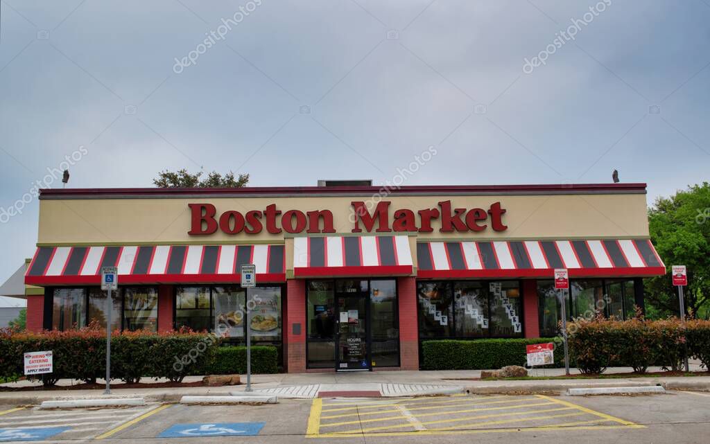 Houston, Texas/USA 03/25/2020: Boston Market building exterior in Houston, TX. Fast casual restaurant chain serving rotisserie style meals since 1985.
