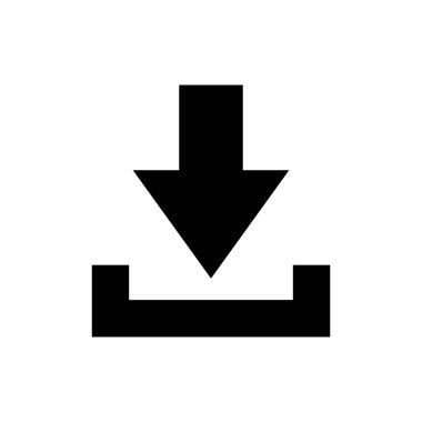 Siyah İndirme Tuşu Sembol Vektörü. Simge Tasarımı İndir