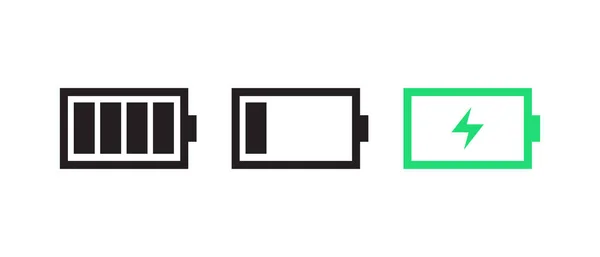 Set Van Battery Icon Vector Trendy Platte Stijl Geïsoleerd Witte — Stockvector