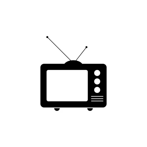 Klasyczna Ikona Telewizji Izolowana Białym Tle Czarny Wektor — Wektor stockowy