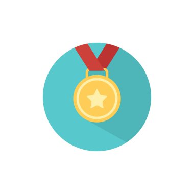 Moda Düz Biçimli Altın Madalya Simgesi Vektörü