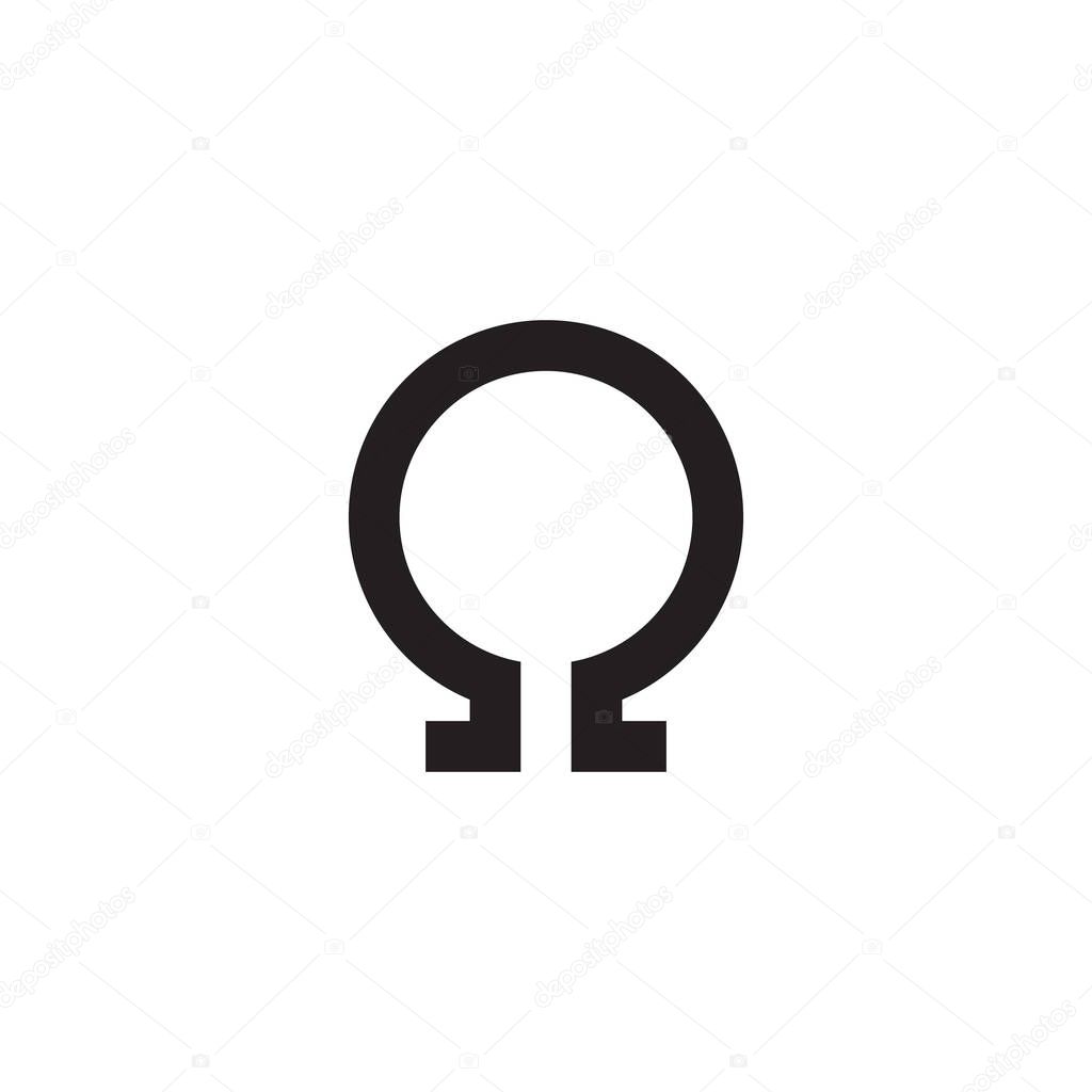 Omega Letter Symbol Vector in Trendy Style on White Background