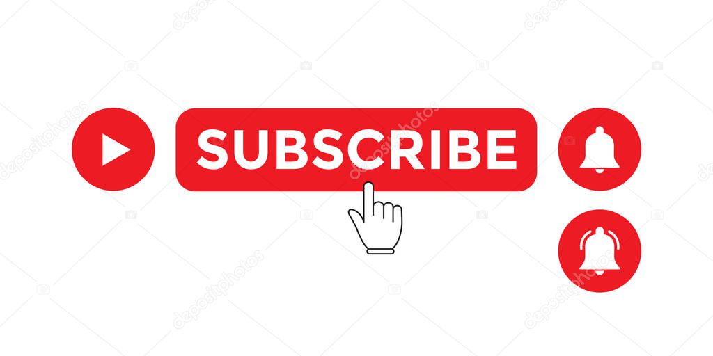 Subscribe Button Vector for Channel in Trendy Flat Style Isolated on White Background